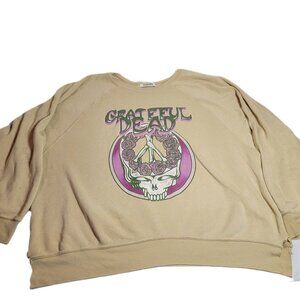 Daydreamer Beige 3XL Graphic Grateful Dead Skull Roses Sweatshirt Cut On Bottom.